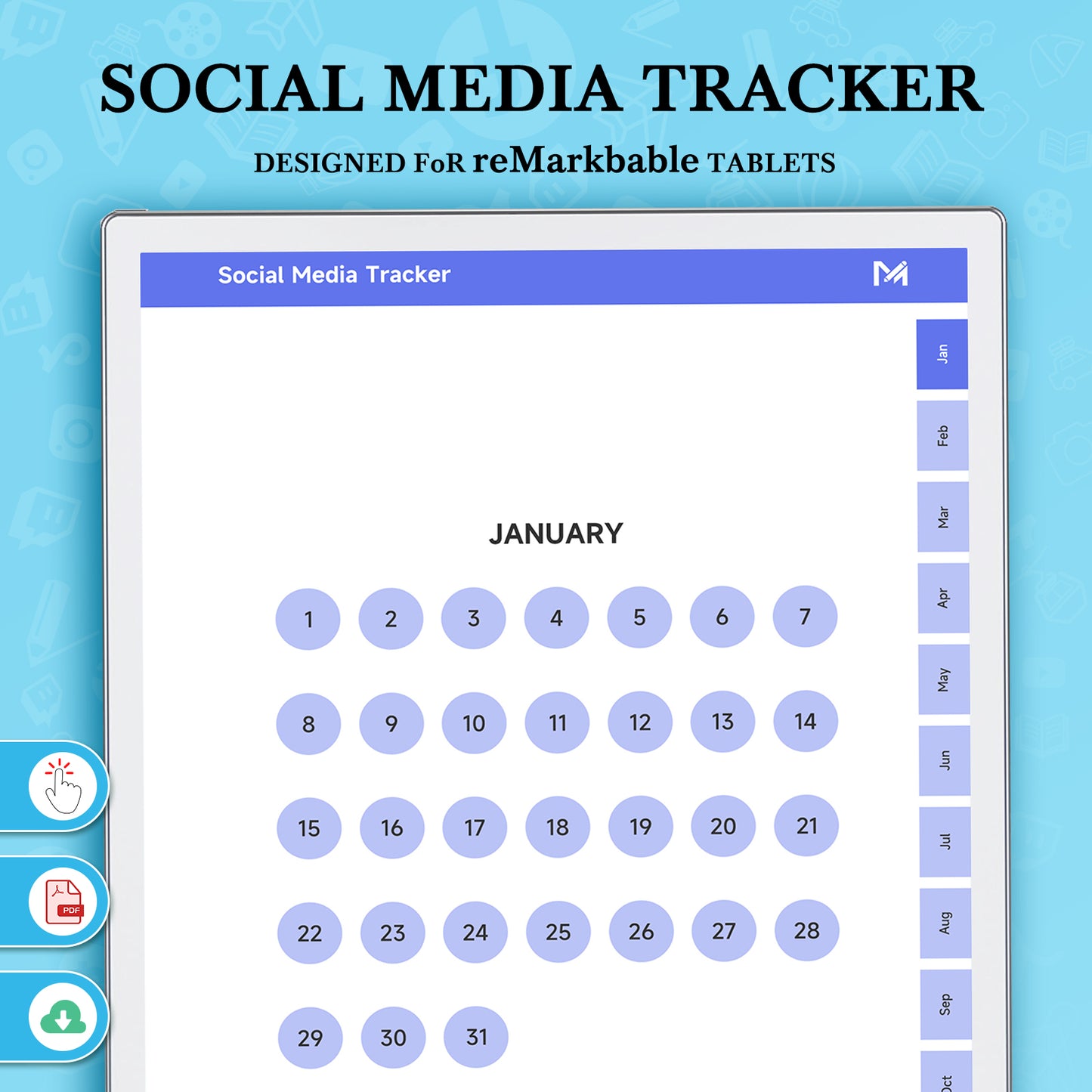 ReMarkable Paper Pro Templates, Social Media Tracker