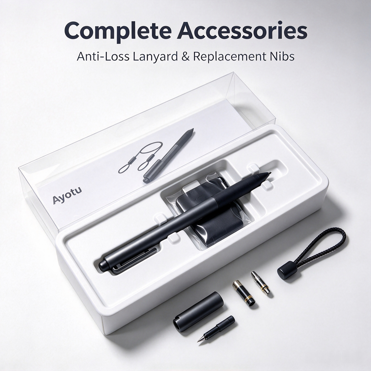 Ayotu Electromagnetic Stylus Pen for Kindle Scribe, Wacom‑Powered Passive E‑Ink Stylus, No Bluetooth & No Charging Needed, with Pen Clip, Anti‑Loss Lanyard & Replacement Nibs for Wacom‑Enabled E‑Reader Tablets