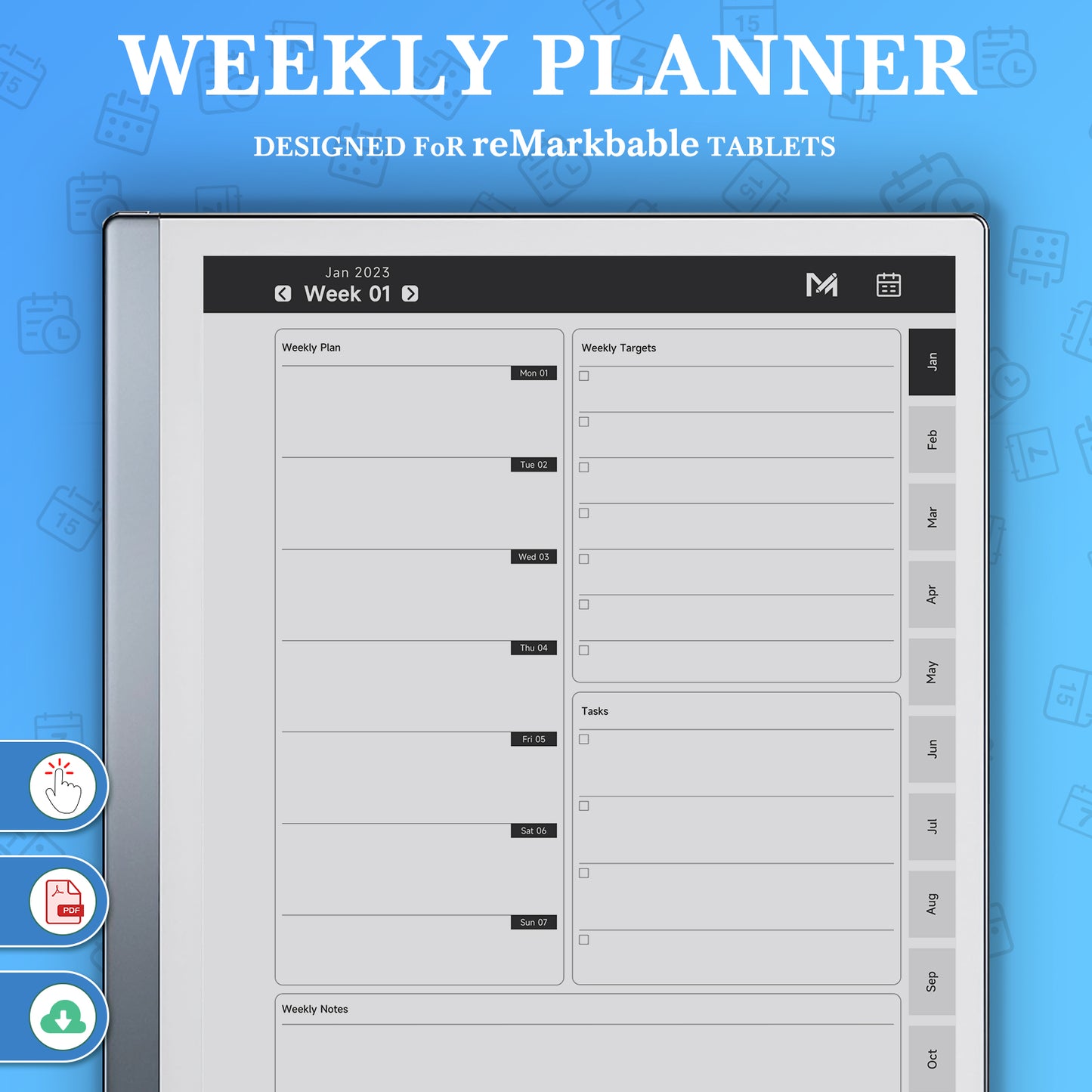 ReMarkable 2 Templates, Weekly Planner2024