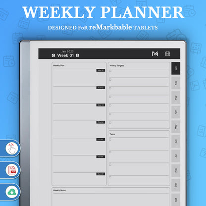 ReMarkable 2 Templates, Ultimate Bundle - Time Management Planner 2025