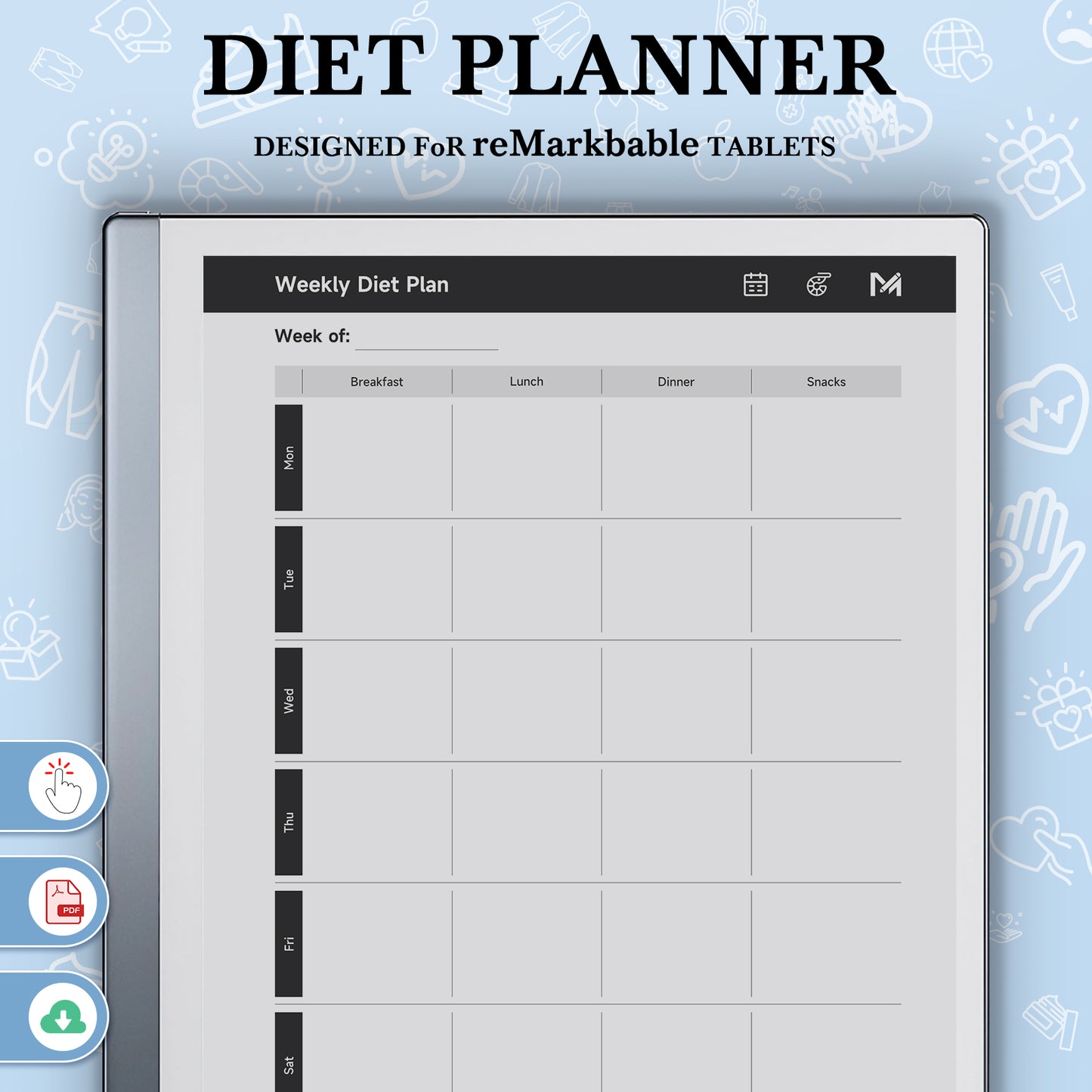 ReMarkable 2 Templates, Diet Planner