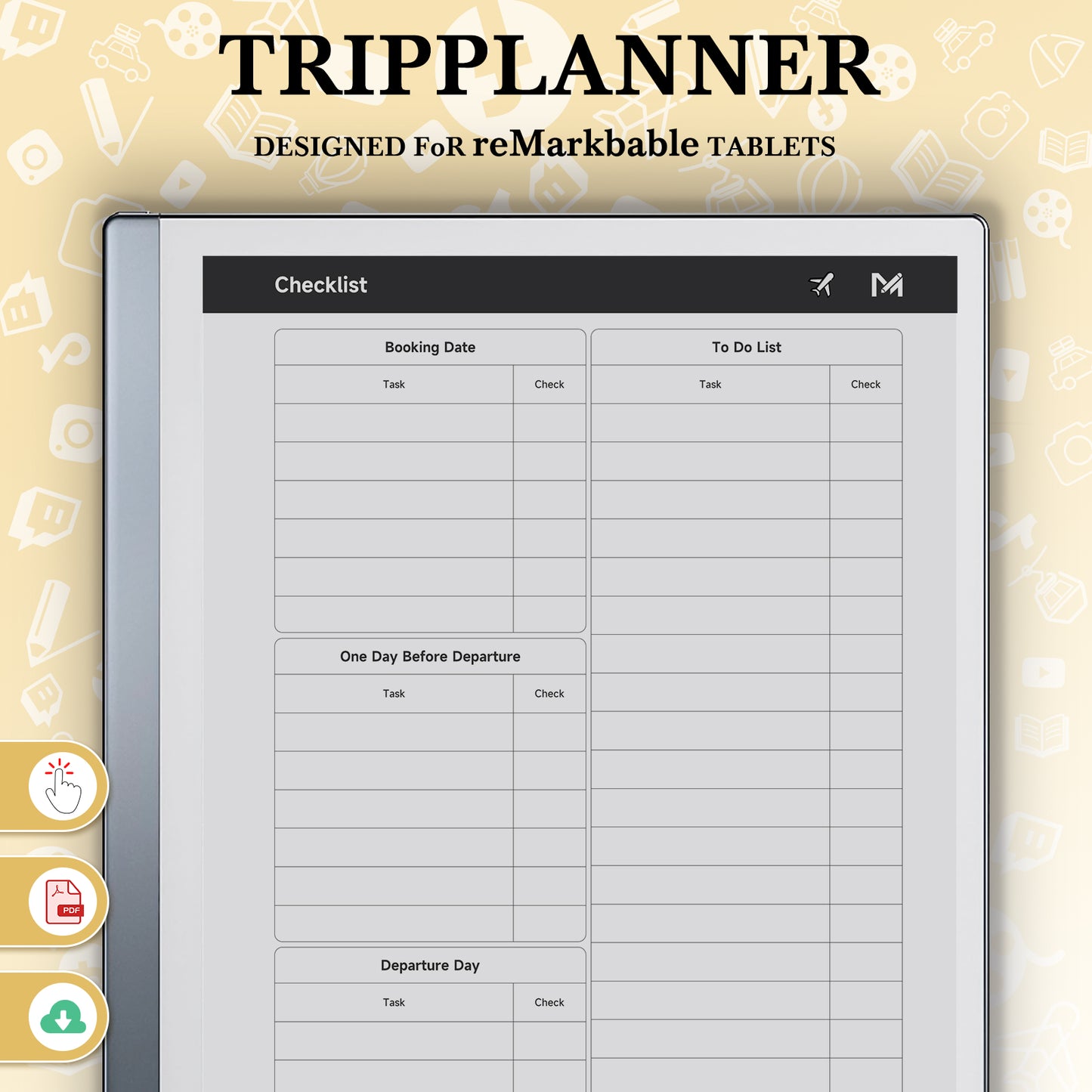 ReMarkable 2 Templates, Trip Planner