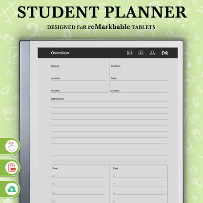 ReMarkable 2 Templates, Student Planner