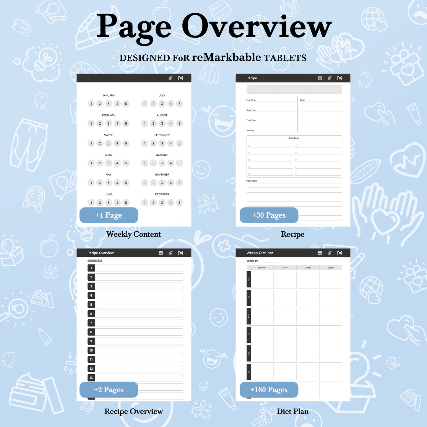 ReMarkable 2 Templates, Diet Planner