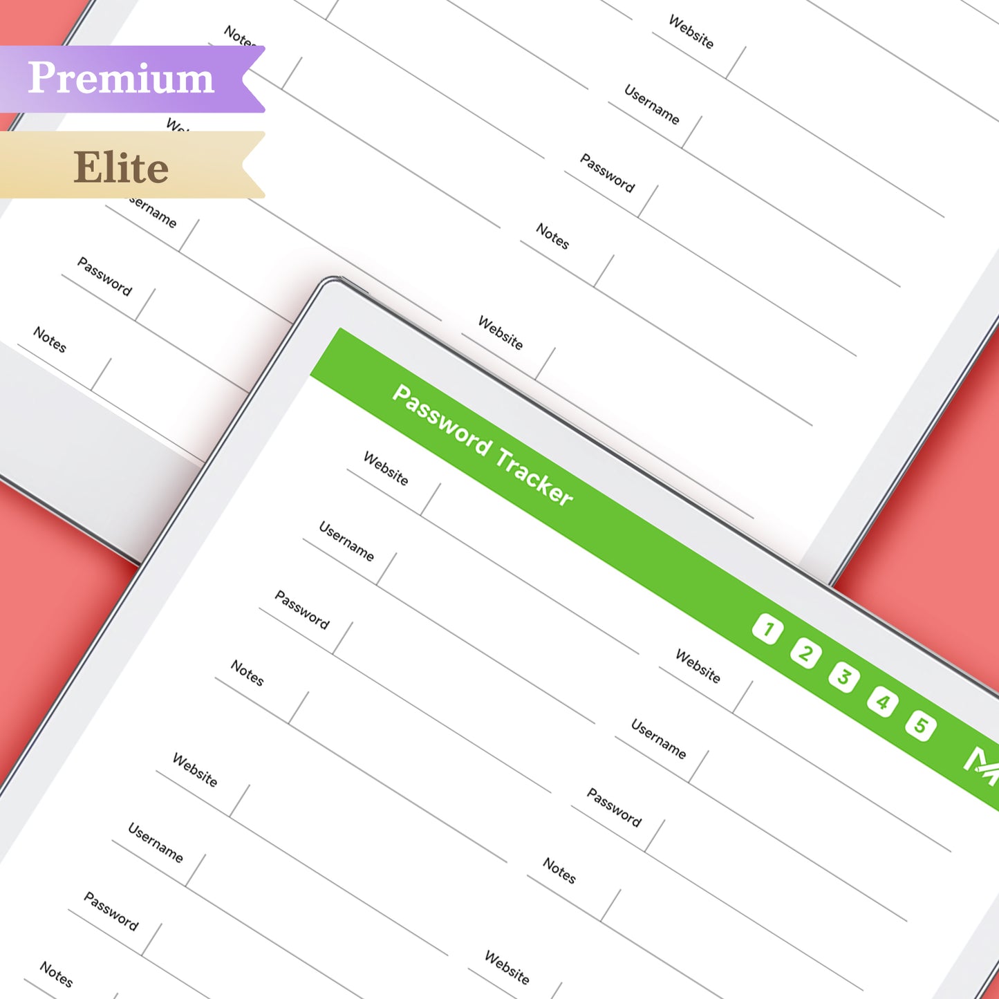 ReMarkable Paper Pro Templates, Password Tracker