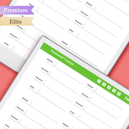 ReMarkable Paper Pro Templates, Password Tracker