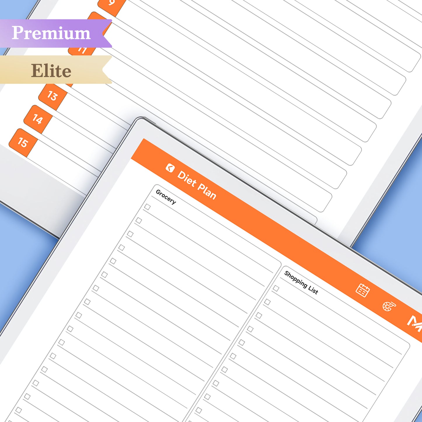 ReMarkable Paper Pro Templates, Diet Planner