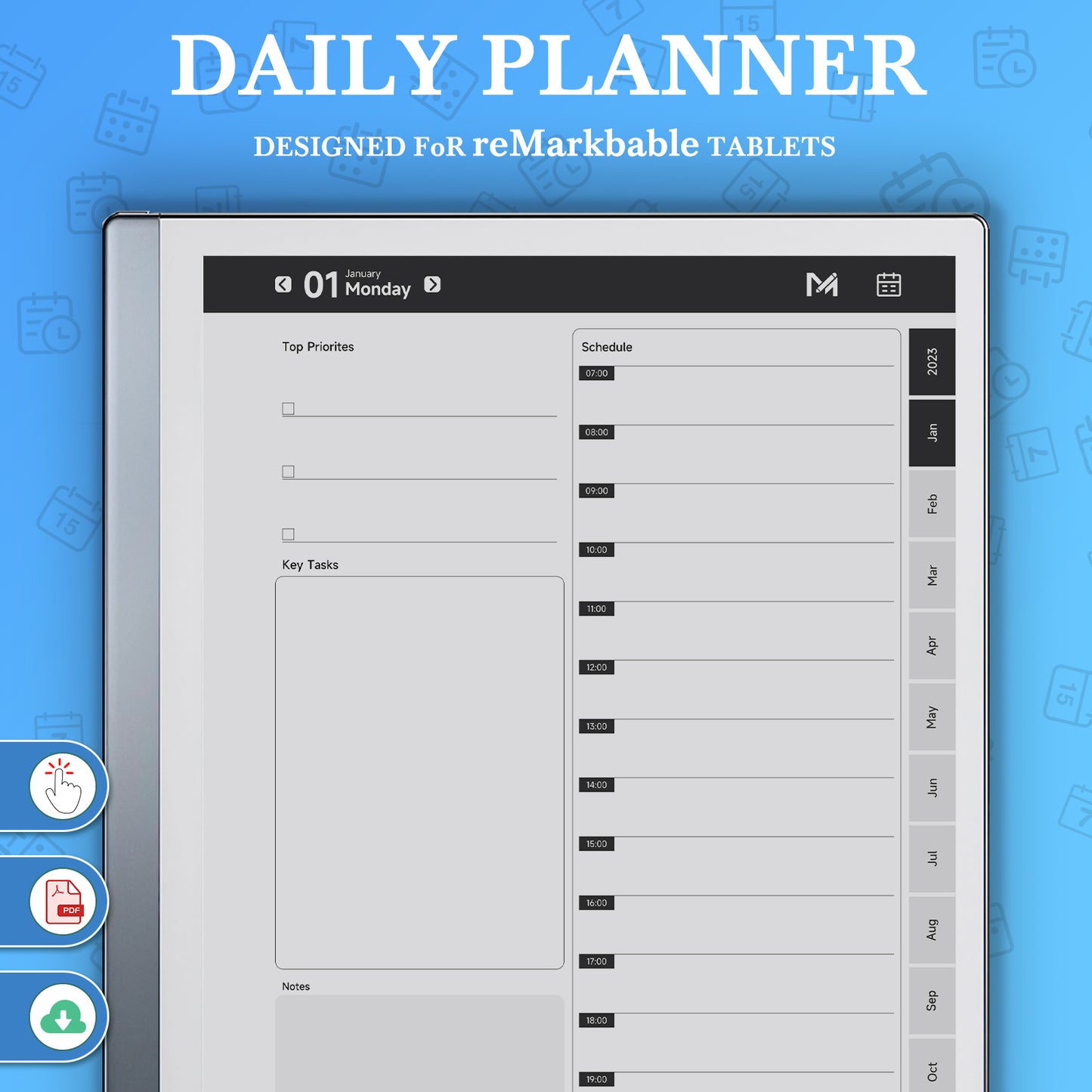 ReMarkable 2 Templates, Daily Planner2024