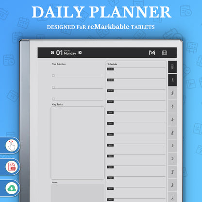 ReMarkable 2 Templates, Daily Planner2024