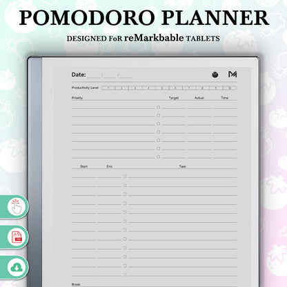 ReMarkable 2 Templates, Pomodoro Planner