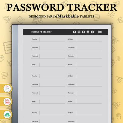 ReMarkable 2 Templates, Password Tracker