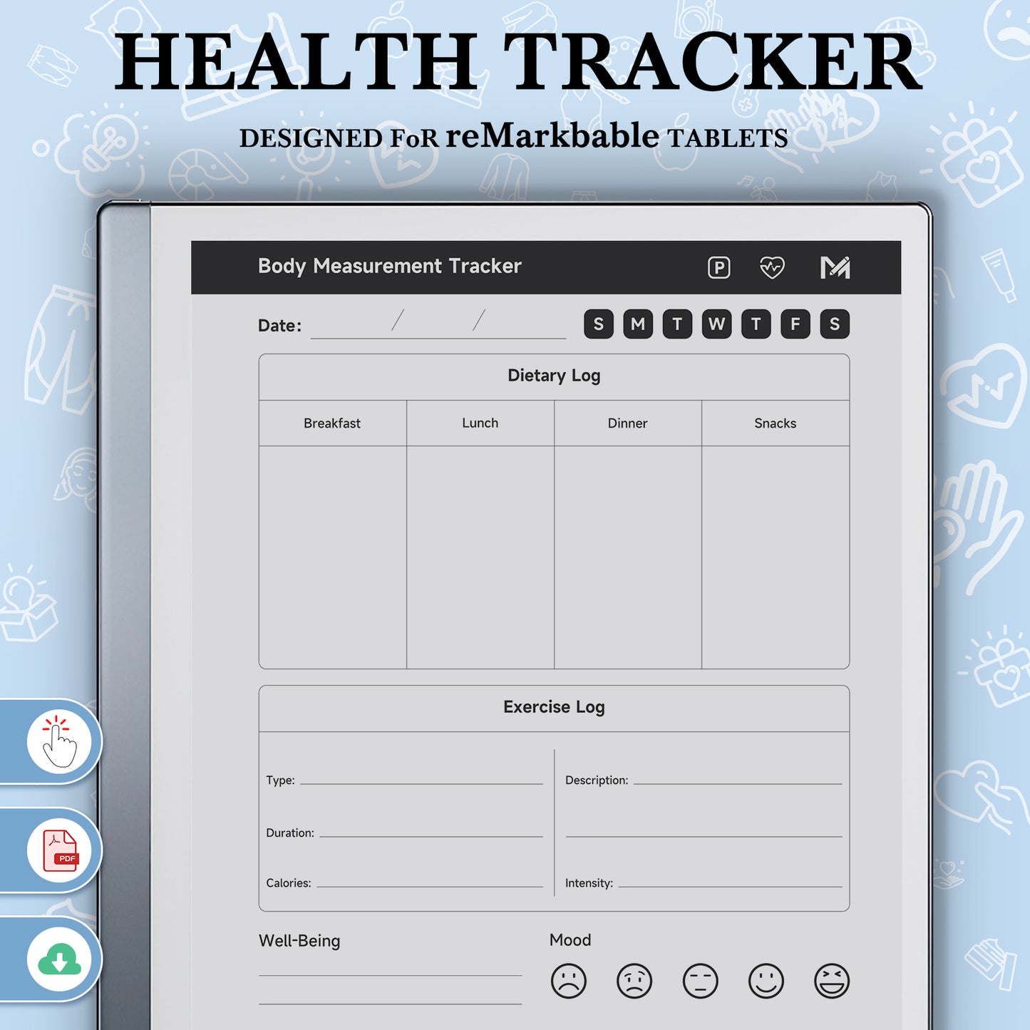 ReMarkable 2 Templates, Health Tracker