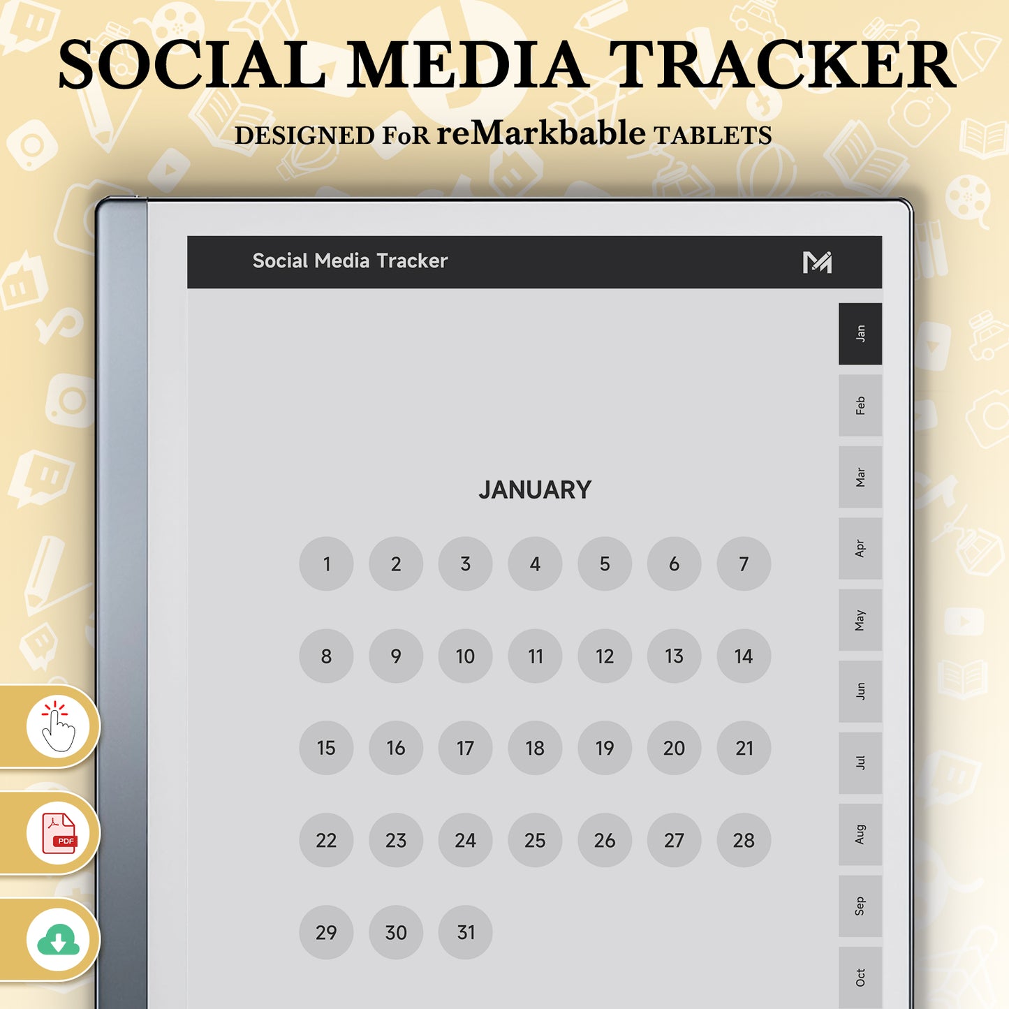 ReMarkable 2 Templates, Social Media Tracker