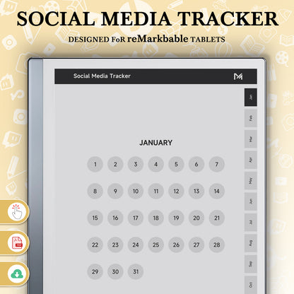 ReMarkable 2 Templates, Social Media Tracker