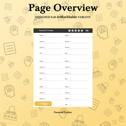 ReMarkable 2 Templates, Password Tracker