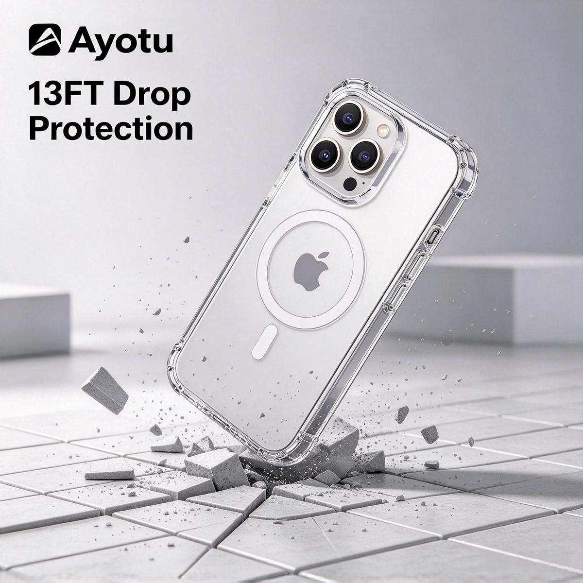 Ayotu Clear Case for iPhone 15 Plus, G‑FORM 13FT Drop Protection MagSafe Compatible Magnetic Phone Cover, 100% Recycled Recyclable Plastic, Plastic‑Neutral Certified Slim Transparent Protective Case
