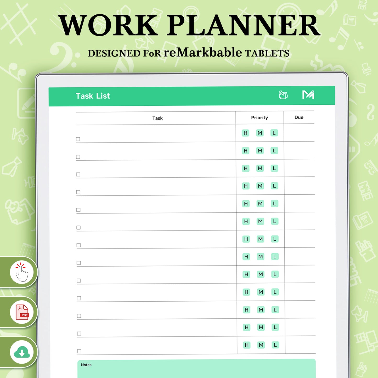 ReMarkable Paper Pro Templates, Work Planner