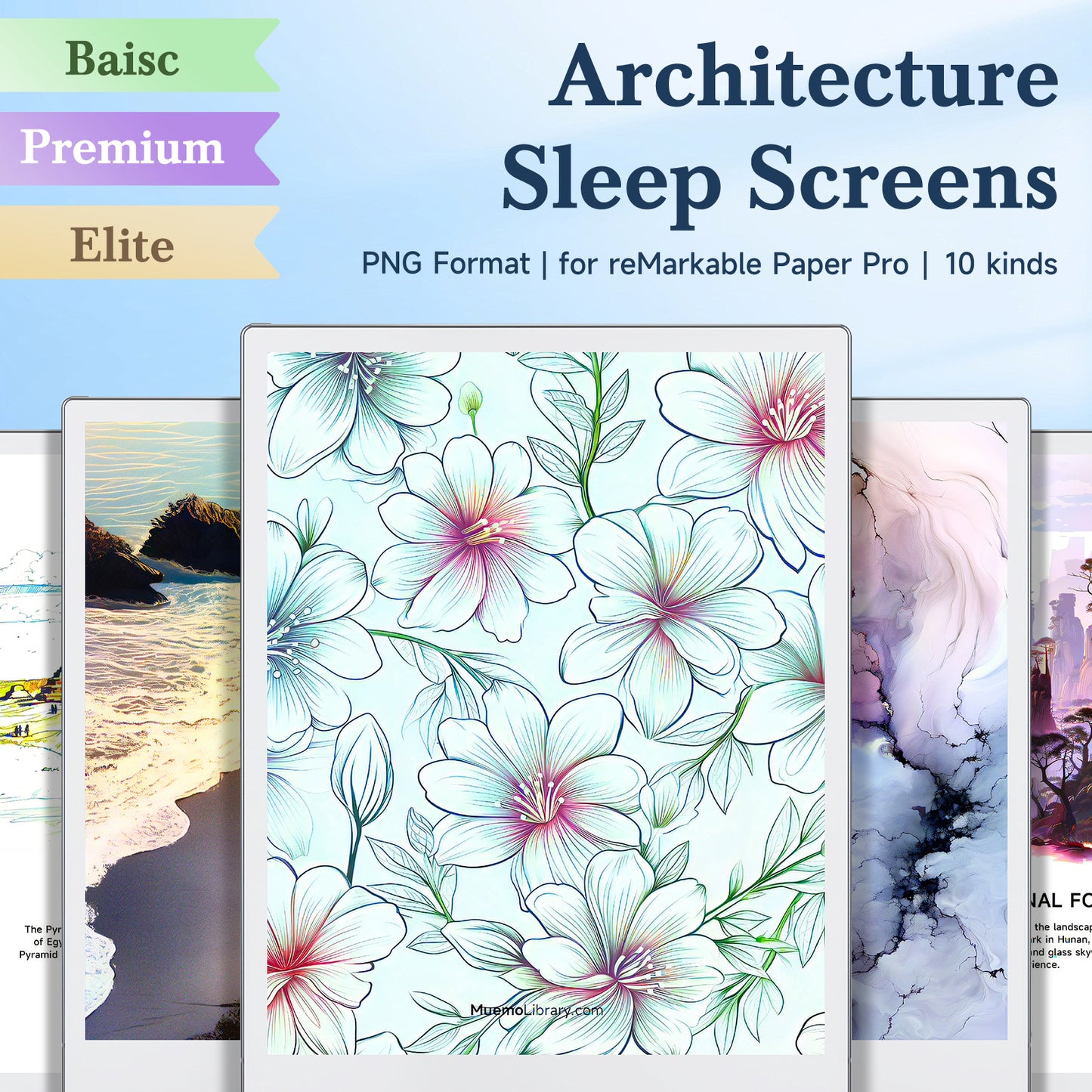 ReMarkable Paper Pro Sleep Screens, 10 PNG Patterns