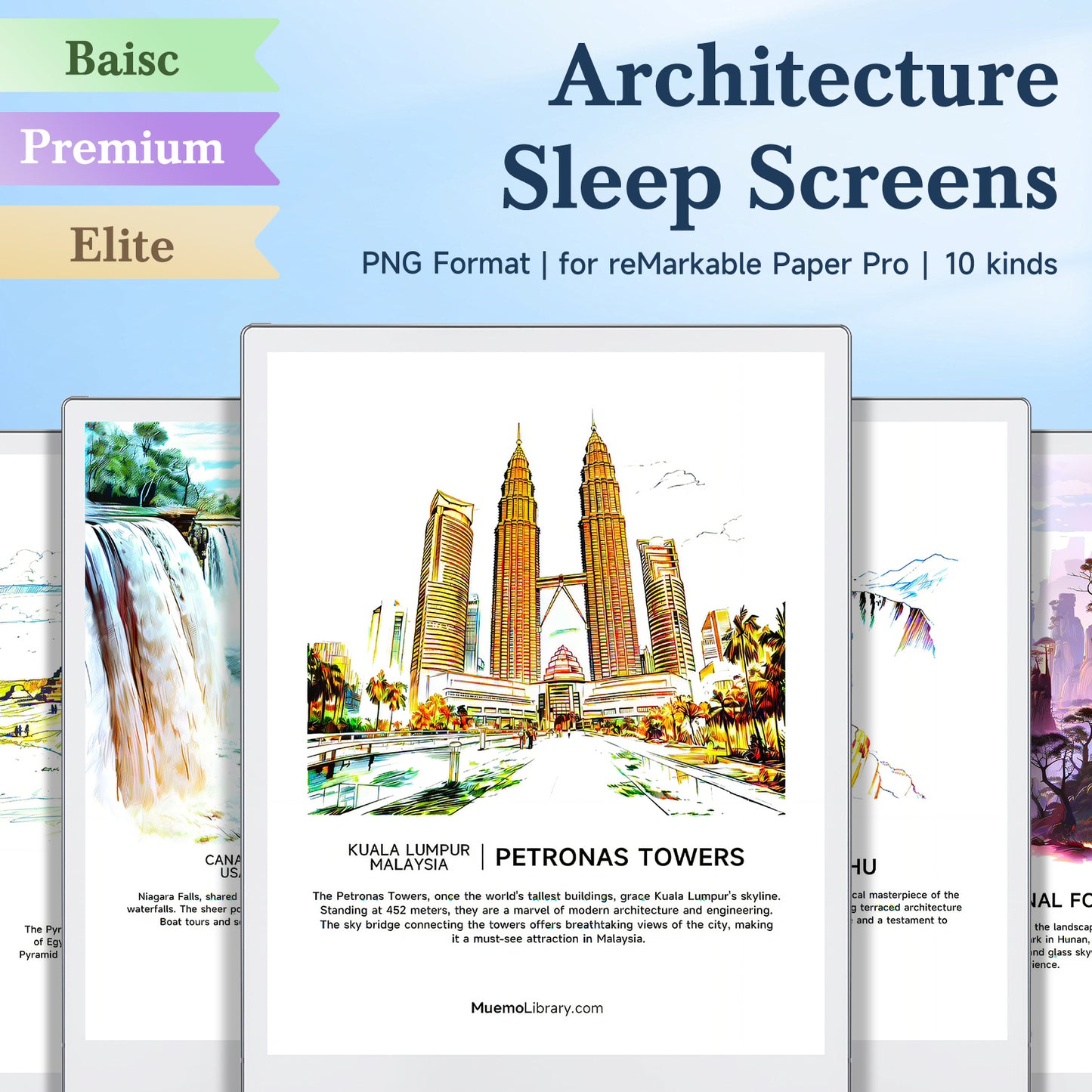 ReMarkable Paper Pro Sleep Screens, 10 PNG Attractions