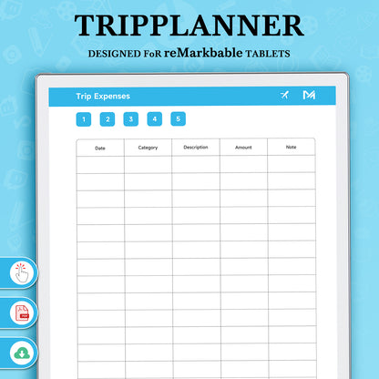 ReMarkable Paper Pro Templates,Trip Planner