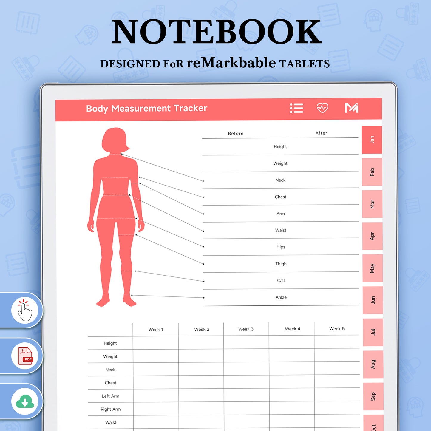 ReMarkable Paper Pro Templates, Health Tracker