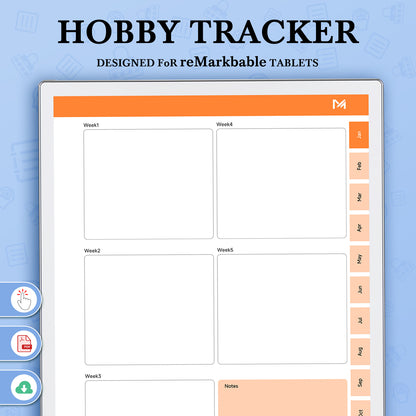 ReMarkable Paper Pro Templates, Hobby Tracker