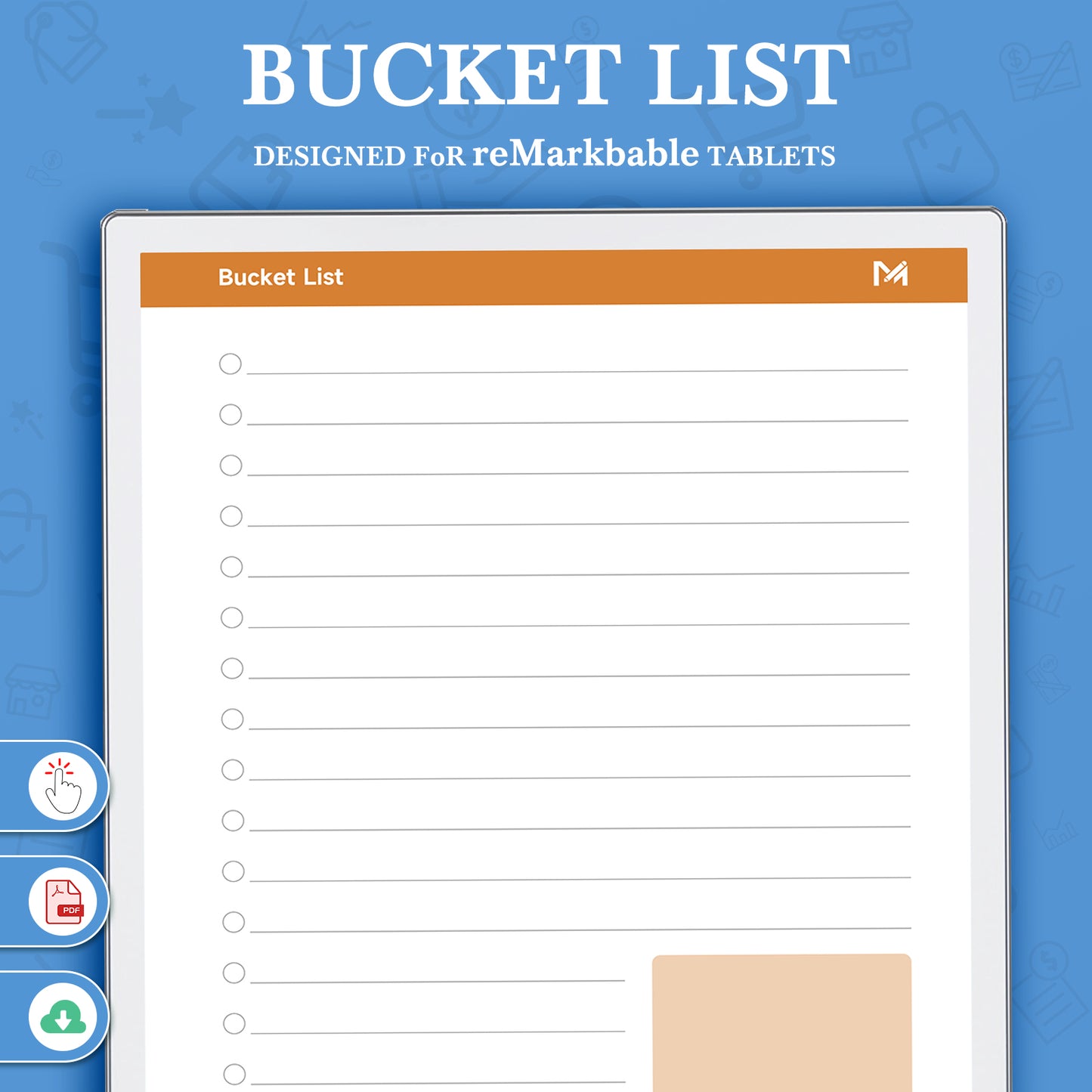 ReMarkable Paper Pro Templates, Bucket List