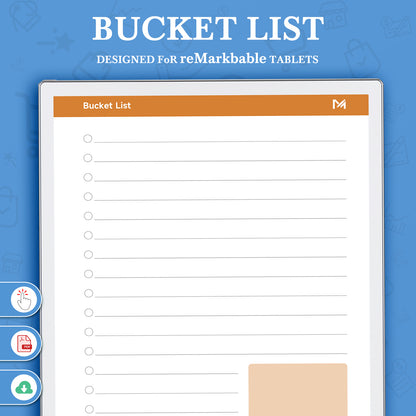 ReMarkable Paper Pro Templates, Bucket List