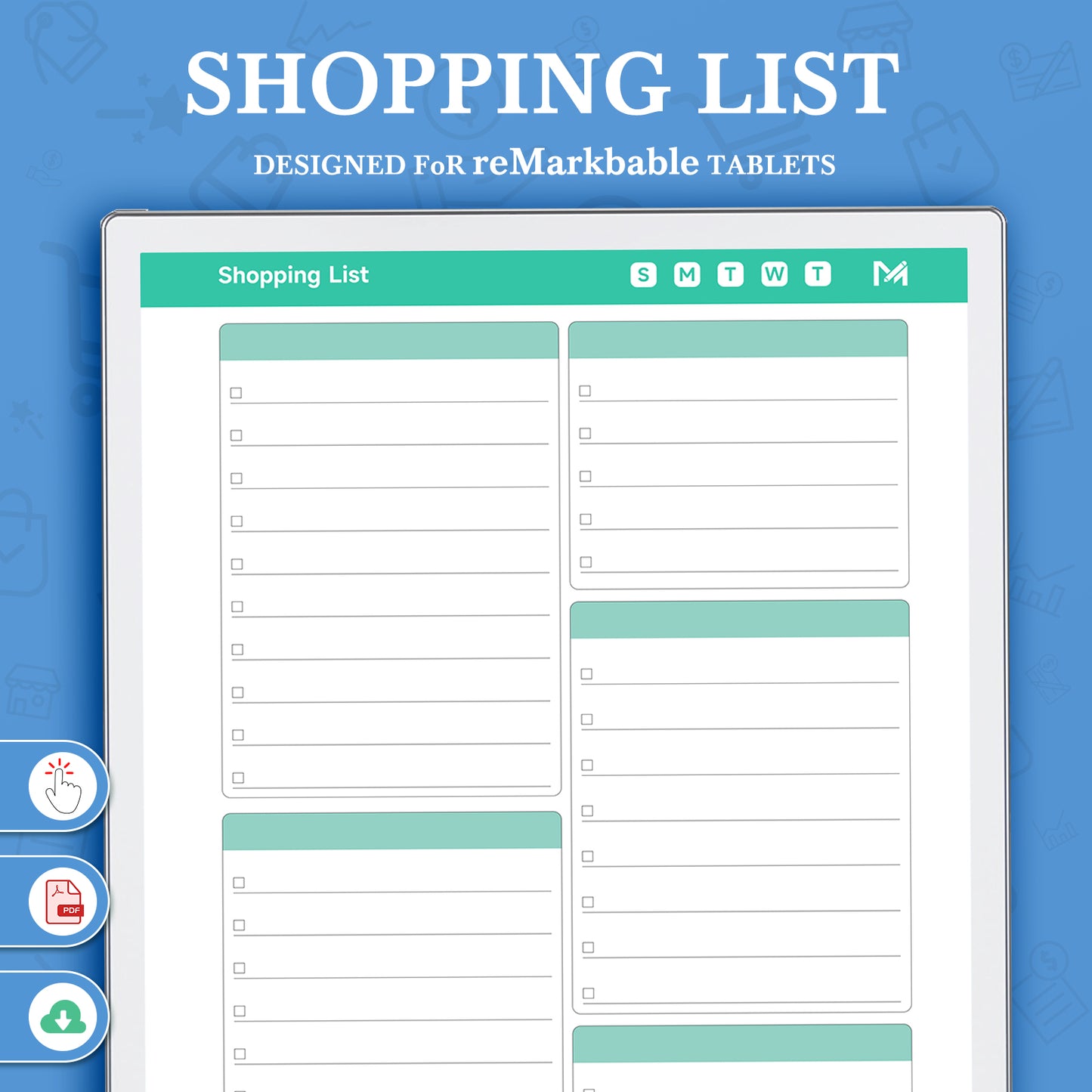 ReMarkable Paper Pro Templates, Shopping List