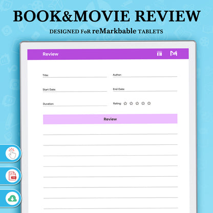 ReMarkable Paper Pro Templates, Book&Movie Review