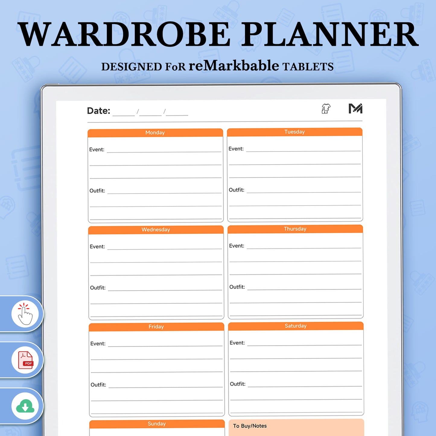 ReMarkable Paper Pro Templates, Wardrobe Planner