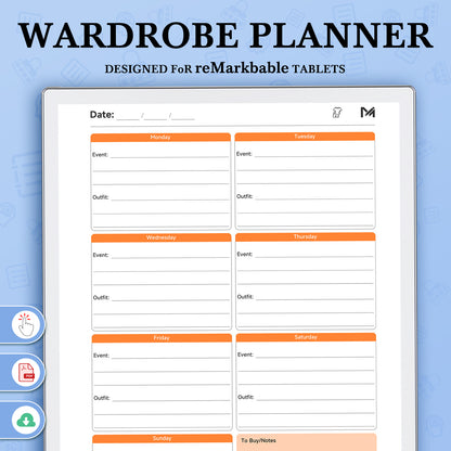 ReMarkable Paper Pro Templates, Wardrobe Planner