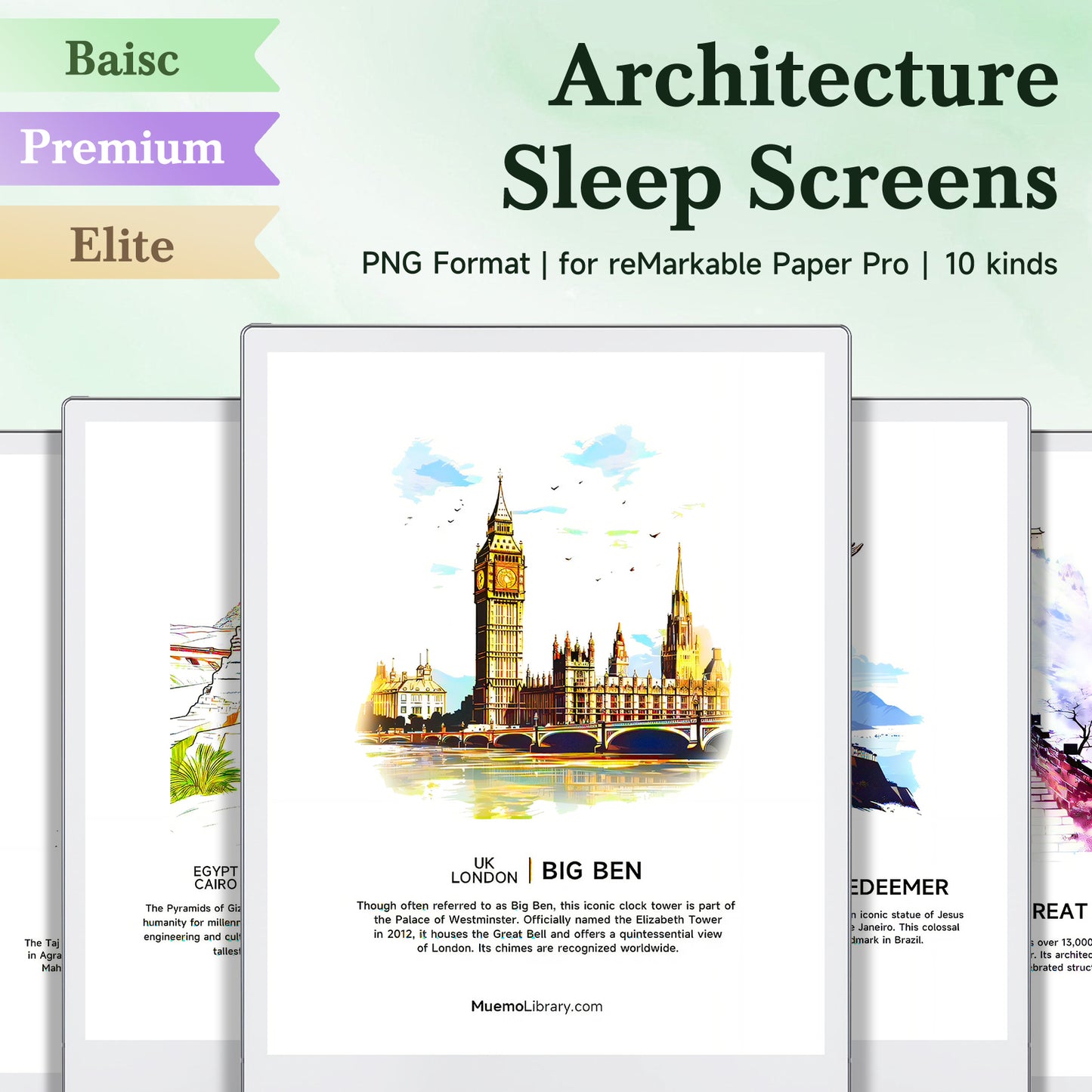 ReMarkable Paper Pro Sleep Screens, 10 PNG Architecture