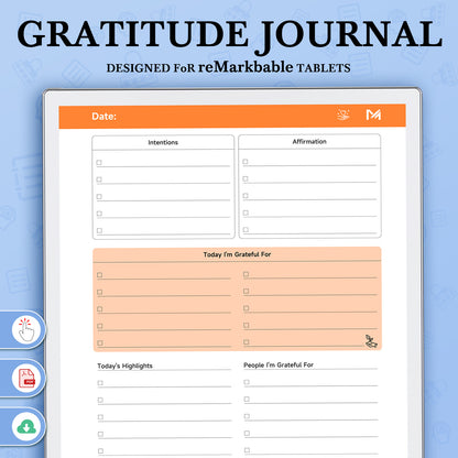 ReMarkable Paper Pro Templates, Gratitude Journal