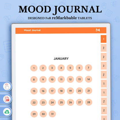 ReMarkable Paper Pro Templates, Mood Journal