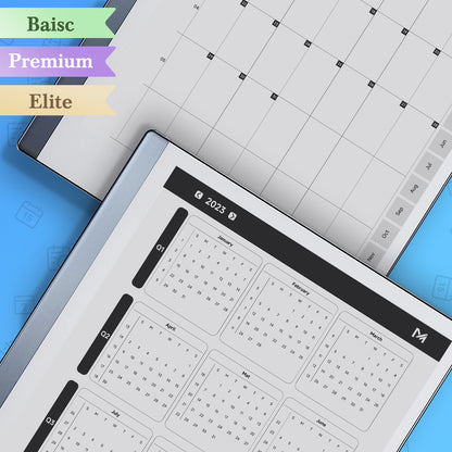 ReMarkable 2 Templates, Monthly Calendar2024+2025