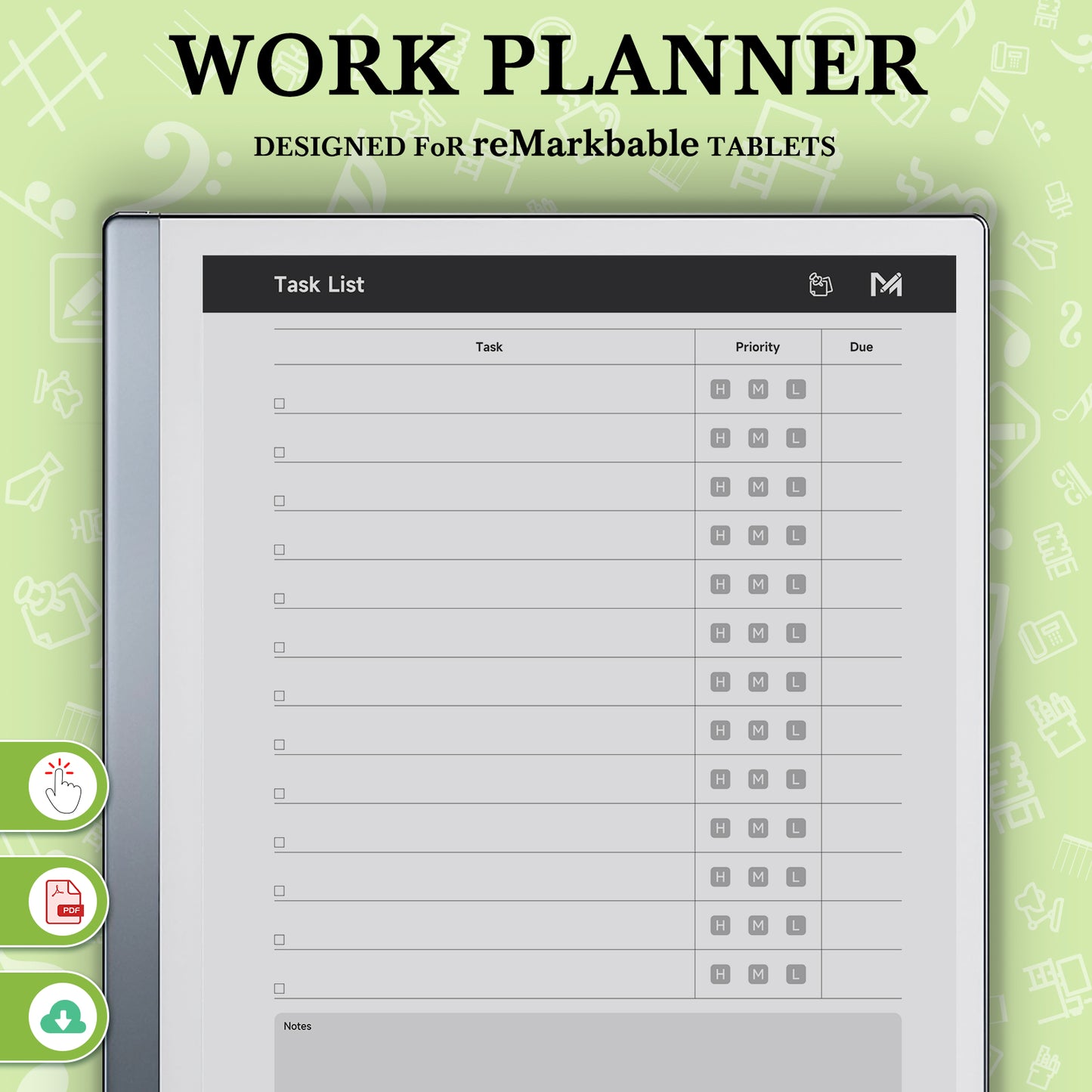 ReMarkable 2 Templates, Work Planner