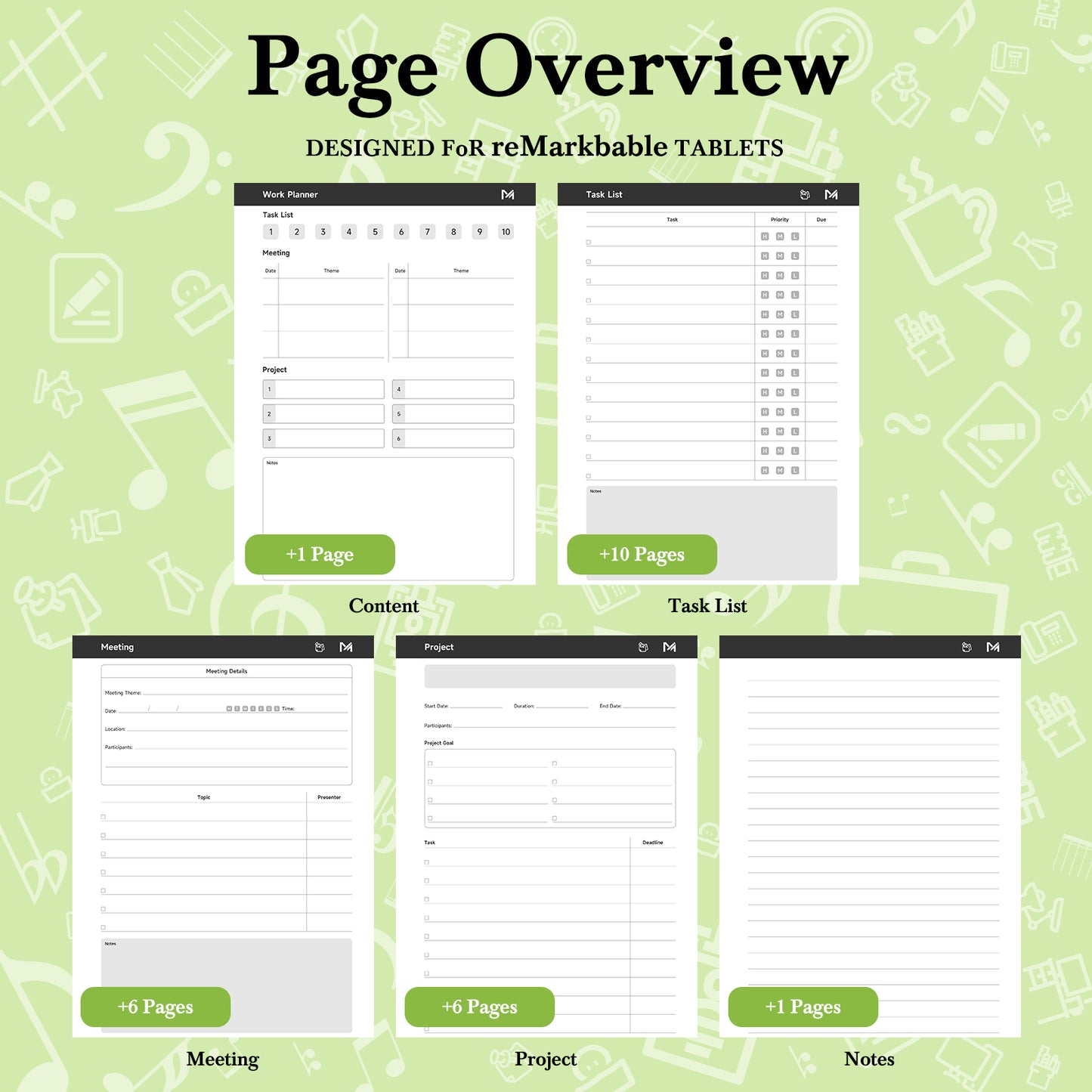 ReMarkable 2 Templates, Work Planner