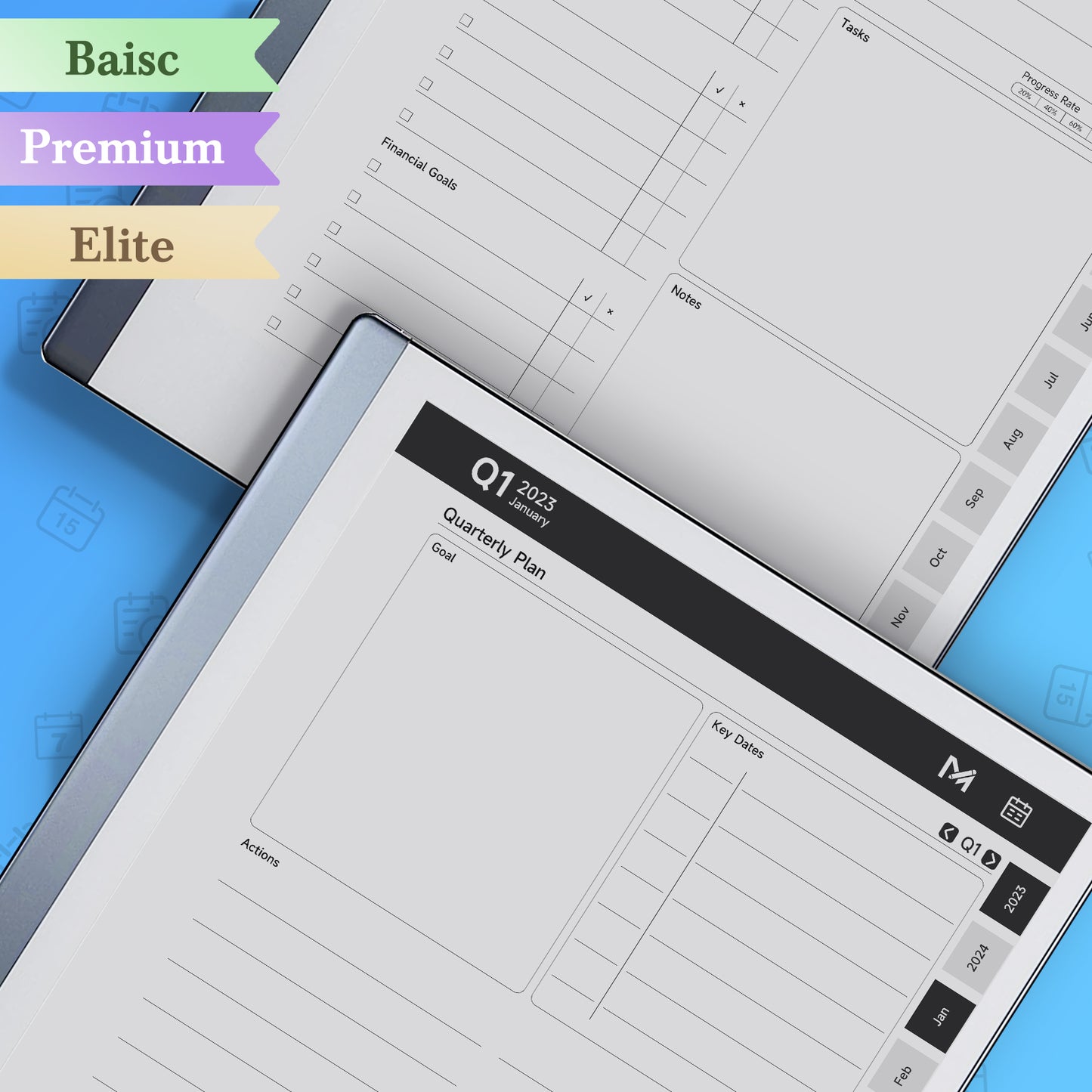 ReMarkable 2 Templates, Monthly Planner 2024