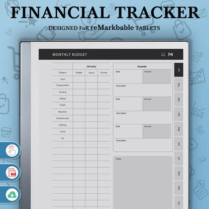 ReMarkable 2 Templates, Financial Tracker