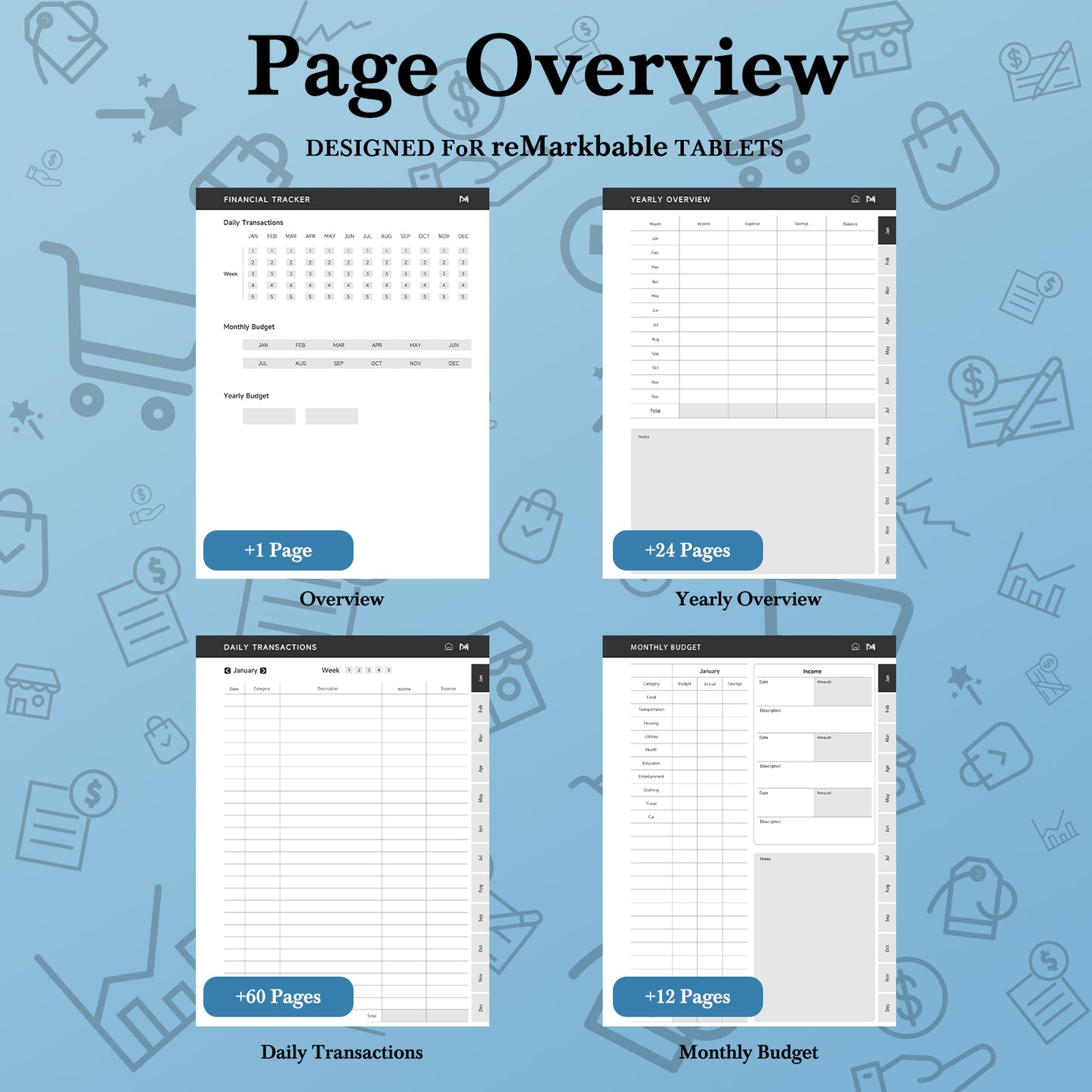 ReMarkable 2 Templates, Financial Tracker