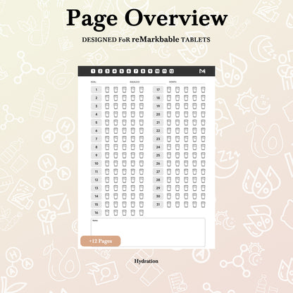 ReMarkable 2 Templates, Hydration Tracker