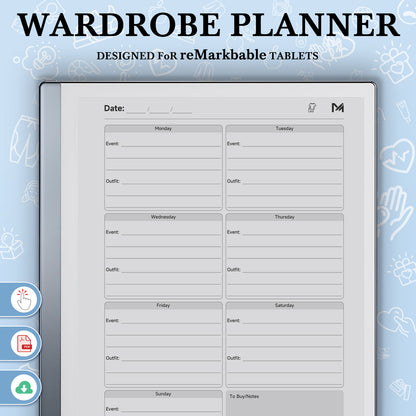 ReMarkable 2 Templates, Wardrobe Planner