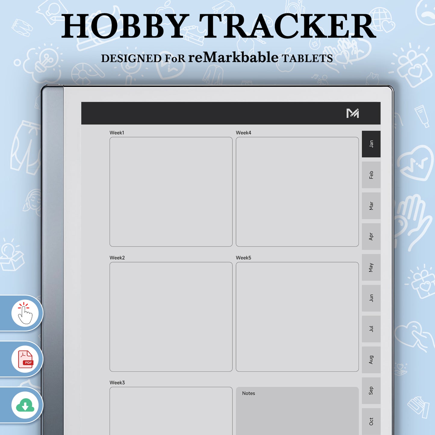 ReMarkable 2 Templates, Hobby Tracker