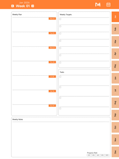 2026 Weekly Planner - Compatible with reMarkable 2, Paper Pro & Paper Pro Move