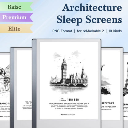 ReMarkable 2 Sleep Screens, 10 PNG Architecture