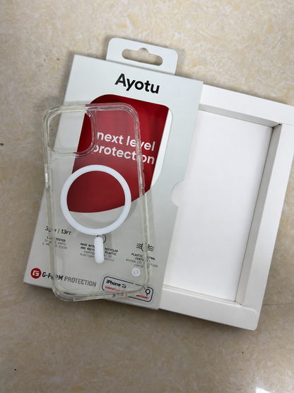 Ayotu Clear Case for iPhone 15 Plus, G‑FORM 13FT Drop Protection MagSafe Compatible Magnetic Phone Cover, 100% Recycled Recyclable Plastic, Plastic‑Neutral Certified Slim Transparent Protective Case