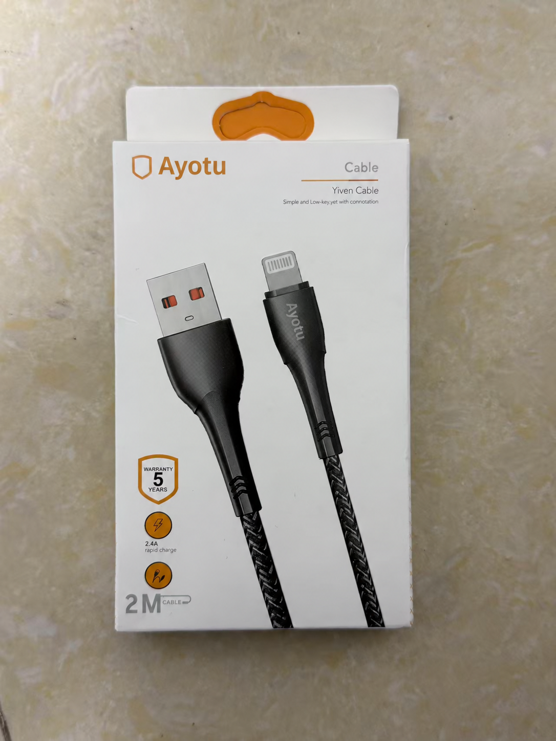 Ayotu 6.6FT (2M) Braided Nylon Charging Cord, USB-A Charger Cable Compatible with iPhone/iPad/iPod, High-Speed Charging & Data Sync, Durable, Tangle-Resistant Cable with Cable Strap