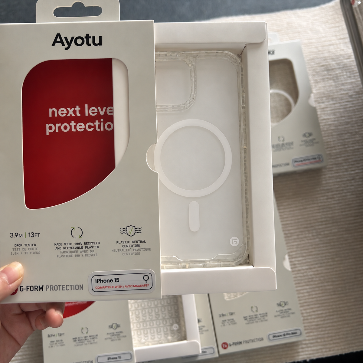 Ayotu Clear Case for iPhone 15 Plus, G‑FORM 13FT Drop Protection MagSafe Compatible Magnetic Phone Cover, 100% Recycled Recyclable Plastic, Plastic‑Neutral Certified Slim Transparent Protective Case