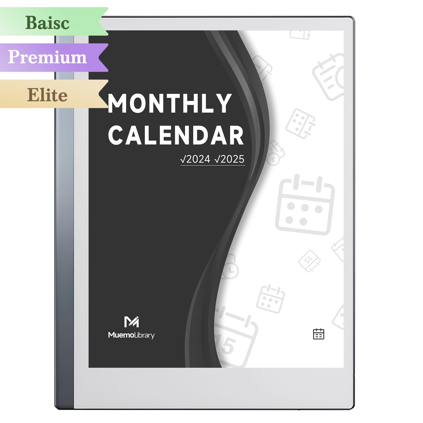 ReMarkable 2 Templates, Monthly Calendar2024+2025